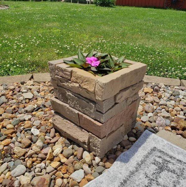 GenStone Desert Sunrise Stacked Stone Flower Planter