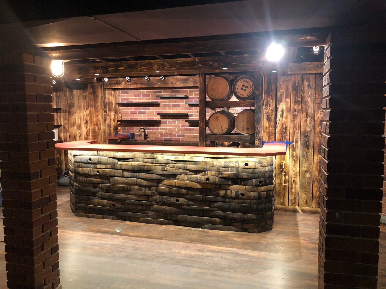 Multi Color brick veneer basement bar project